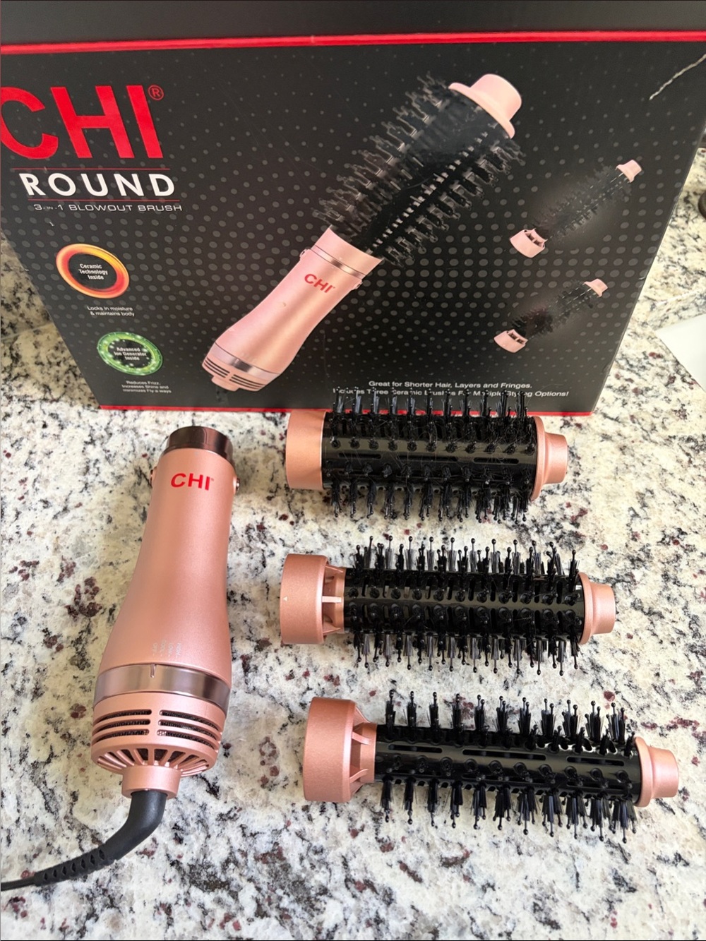 CHI 3 in 1 Ceramic Blowout Brush / Hair Dryer - Pink